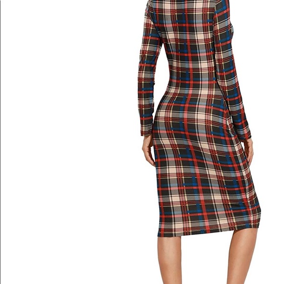 Womens Casual Plaid Long Sleeve Elegant Dress (brand new in package) - Picture 5 of 7